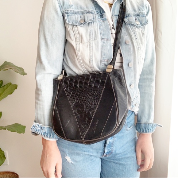 VTG Luigi Sciorio Black Leather Shoulder Bag
